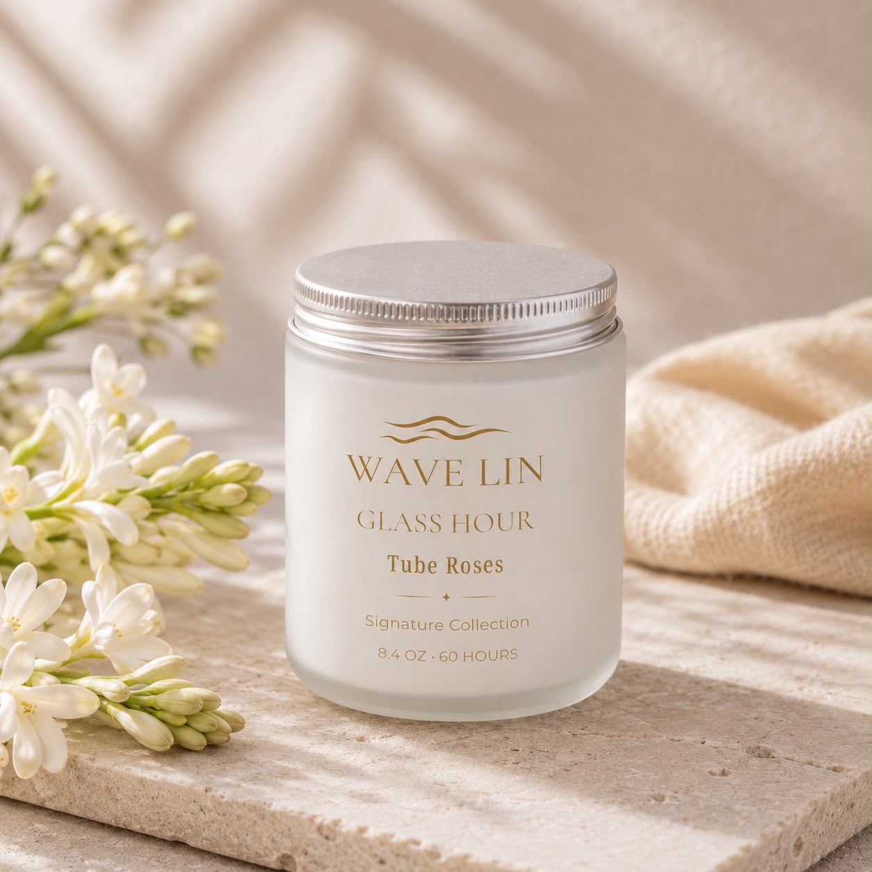 Glass Hour Tube Roses scented candle by Wave Lin — Signature Collection