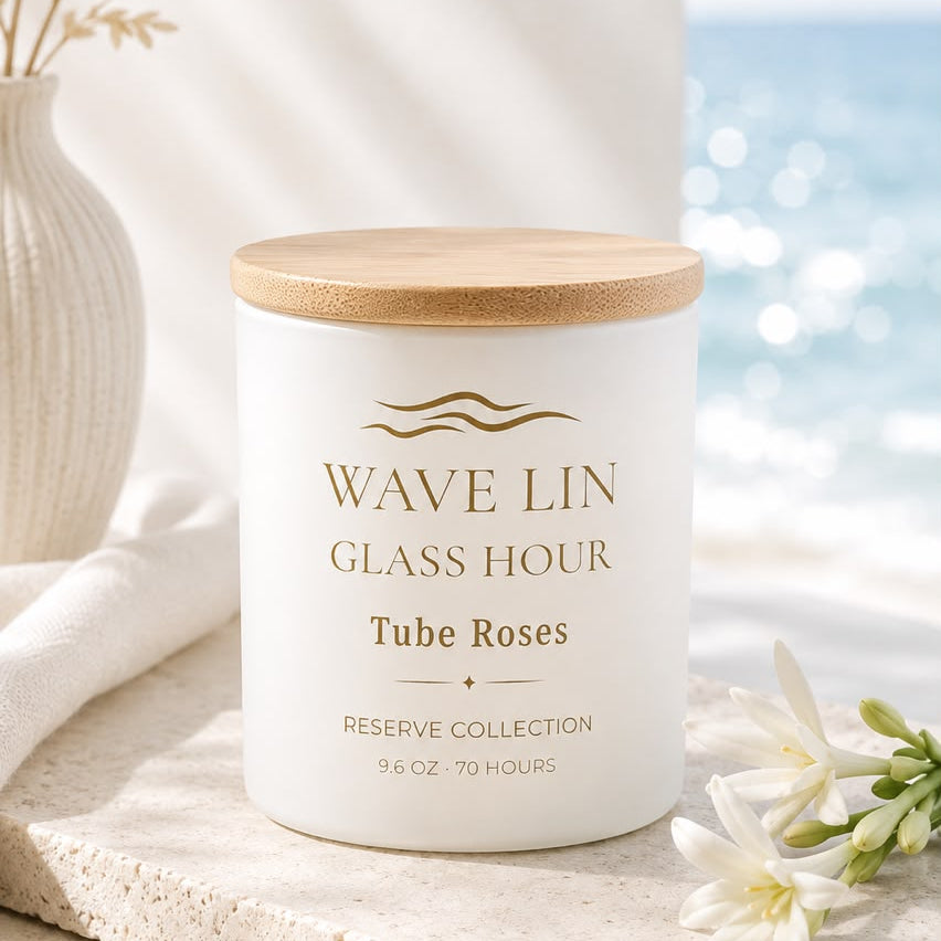 Glass Hour Tube Roses scented candle by Wave Lin — Reserve Collection