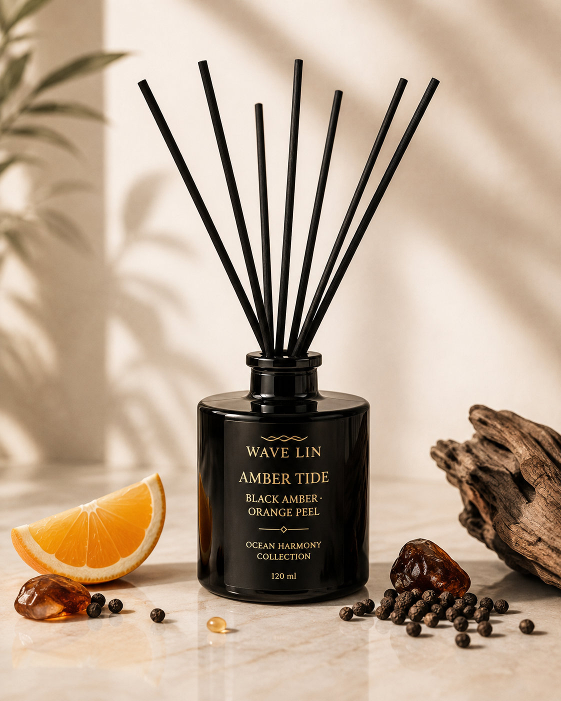 Amber Tide Reed Diffuser bottle – close up